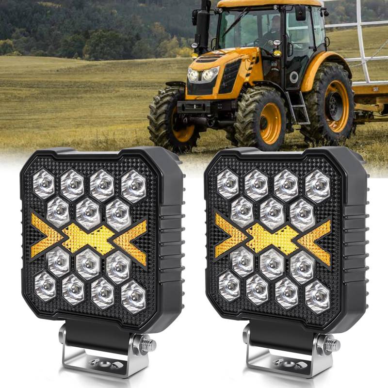 CO LIGHT 4 Zoll Quadratische LED Arbeitsscheinwerfer 2 stück 15000LM 12V 24V Arbeitsscheinwerfer IP68 Rückfahrscheinwerfer LED für Baufahrzeuge, Geländewagen, LKW, UTV und ATV von CO LIGHT