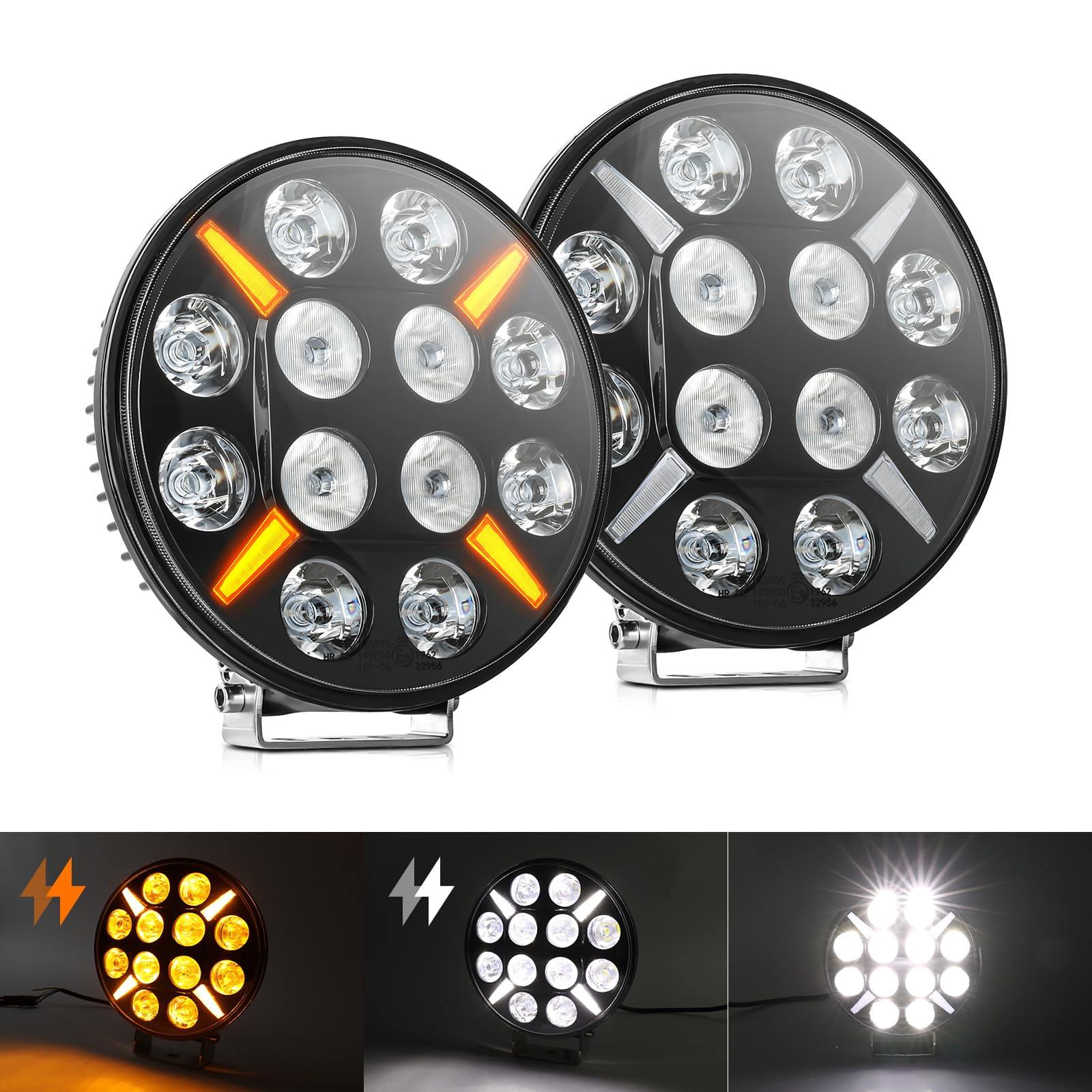 CO LIGHT 9 Zoll LED Arbeitsscheinwerfer 12v,2PC 120W Runder LED Scheinwerfer IP68 Wasserdicht mit ECE Zulassung für Traktor Offroad Auto Bagger SUV ATV LKW CO LIGHT 9 Zoll LED Arbeitsscheinwerfer 12v,2PC 120W Runder LED Scheinwerfer IP68 Wasserdicht mit ECE Zulassung für Traktor Offroad Auto Bagger SUV ATV LKW von CO LIGHT
