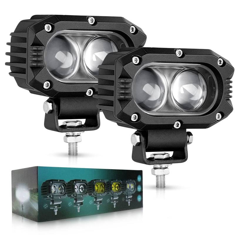 CO LIGHT LED Arbeitsscheinwerfer 12v Led Scheinwerfer 24v Zusatzscheinwerfer Auto 4 Zoll 2 stück×48W Spot Strahler IP68 Wasserdicht Rückfahrscheinwerfer SUV Offroad Motorräder LKW ATV Trecker Bagger von CO LIGHT
