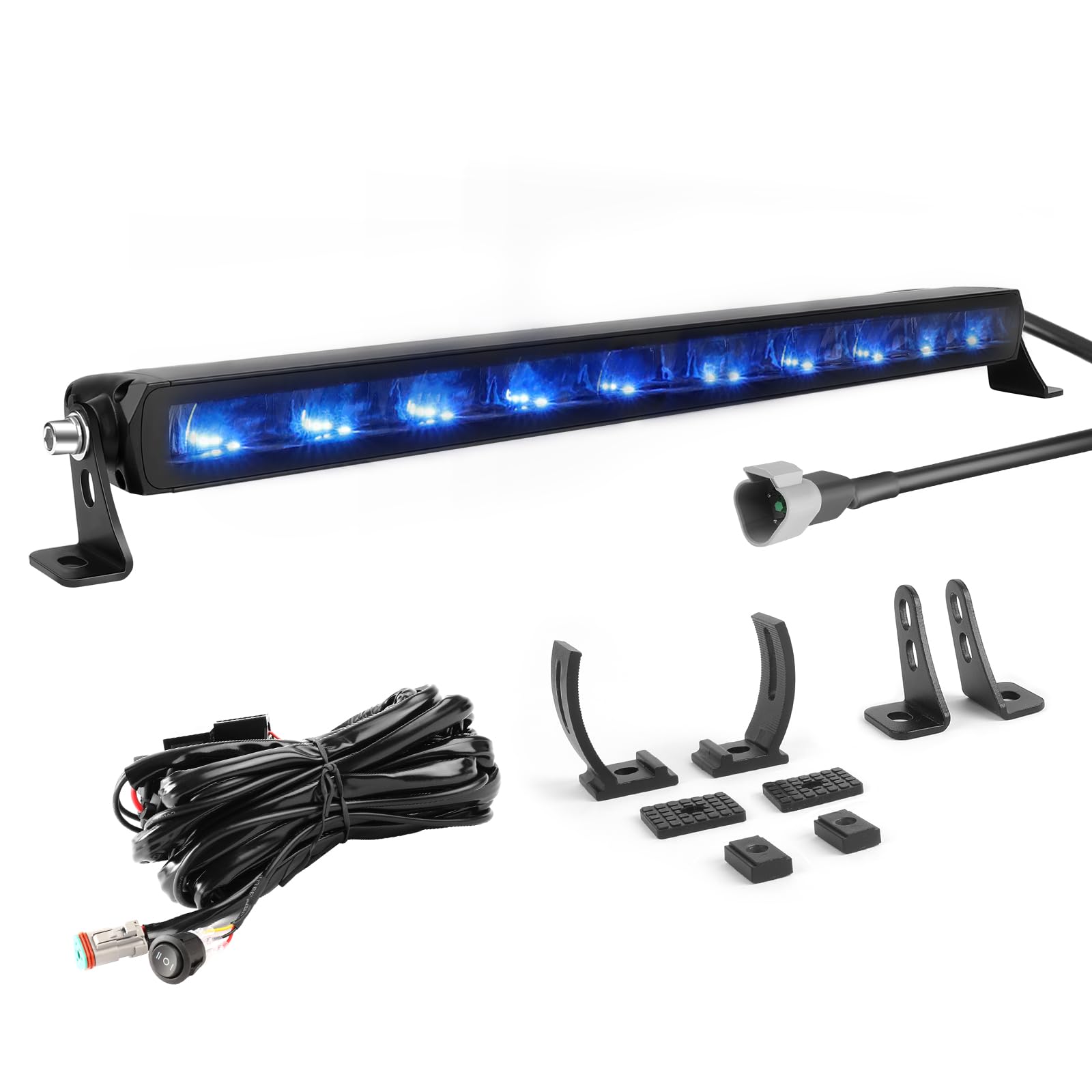 CO LIGHT Led Bar Auto Light Bar Slim 20 Zoll Led Zusatzscheinwerfer Bar 12V Blaue Stimmungsbeleuchtung Mit DT Kabelbaum für Auto Offroad SUV ATV UTV LKW von CO LIGHT