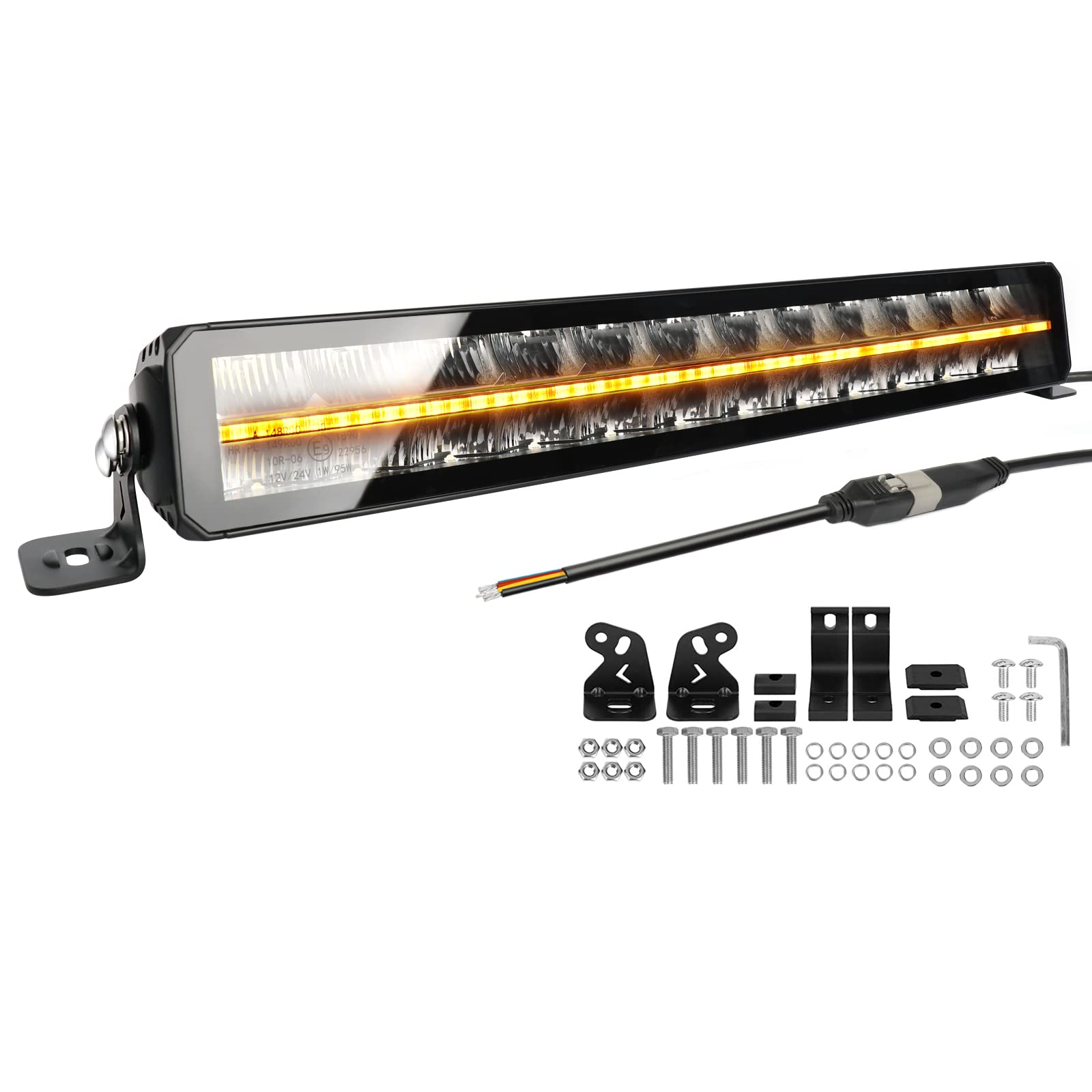 CO LIGHT 22 Zoll Zweireihig Driving Light Bar 12v light bar led zusatzscheinwerfer bar arbeitsscheinwerfer 24v Scheinwerfer Offroad mit weiß gelb Positionslicht 12000LM für AUTO SUV,ECE Zulassung von CO LIGHT