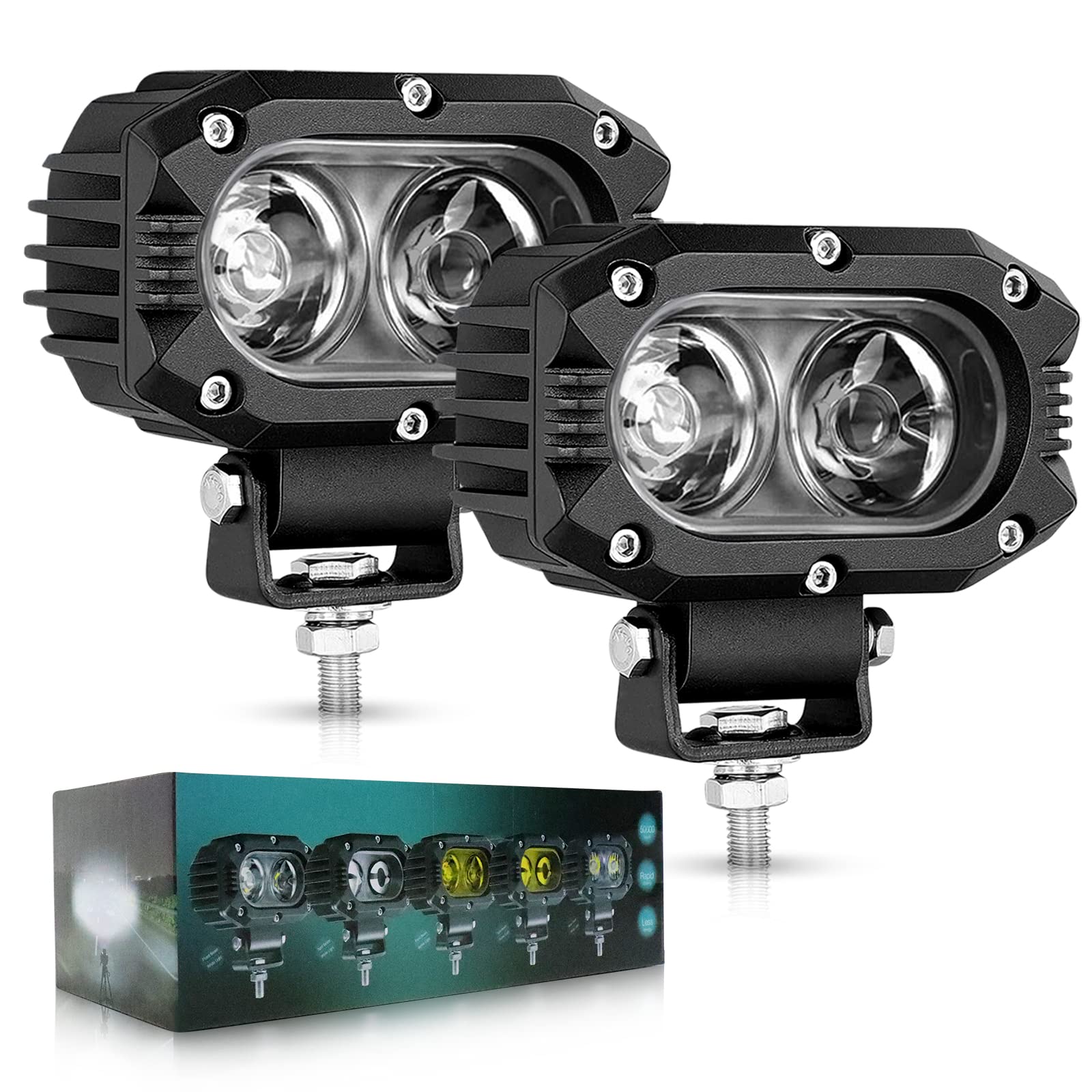 CO LIGHT LED Arbeitsscheinwerfer 12v Led Scheinwerfer 24v Zusatzscheinwerfer auto 4 zoll 2 stück×48W Flutlicht IP68 Wasserdicht Rückfahrscheinwerfer SUV Offroad Motorräder LKW ATV UTV Trecker Bagger von CO LIGHT