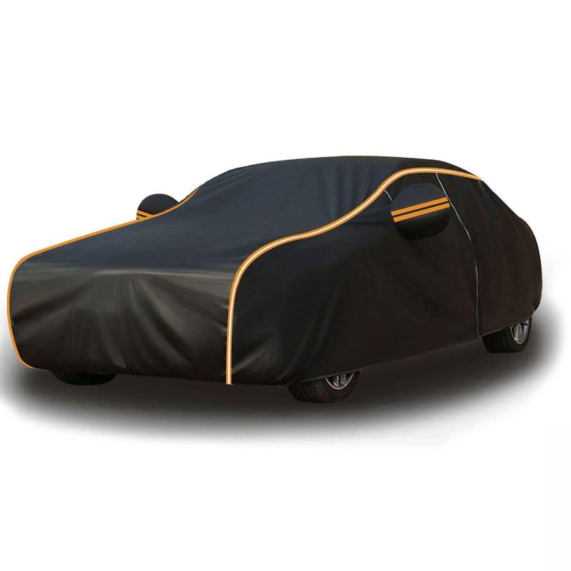COAECJ für Au-di Q7 2005-2022 Autoabdeckung, Outdoor Auto Abdeckplane Allwetter Wasserdicht Atmungsaktiv Staubdicht Schutz Abdeckung, Oxford Tuch Autoplane,Black Orange von COAECJ
