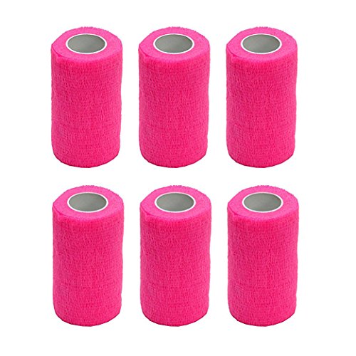 Haftbandage/Selbsthaftende Bandage für Haustiere, 6 Rollen x 10 cm x 4,5 m, 10-450cm, rose von COBOX