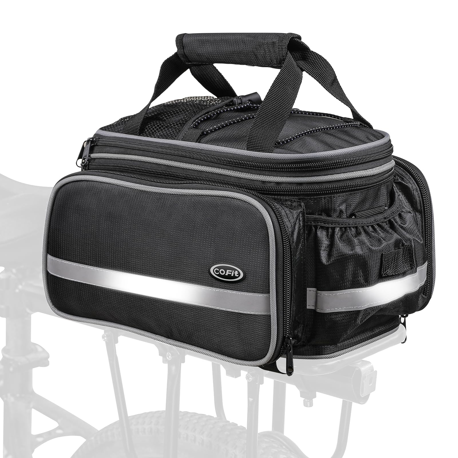 COFIT Fahrradtasche 25L, Fahrrad Satteltasche Gepäcktasche Gepäckträger Tasche Rucksack Seitentasche mit Wasserfester, Reflektierender und Regenschutzdeckel von COFIT