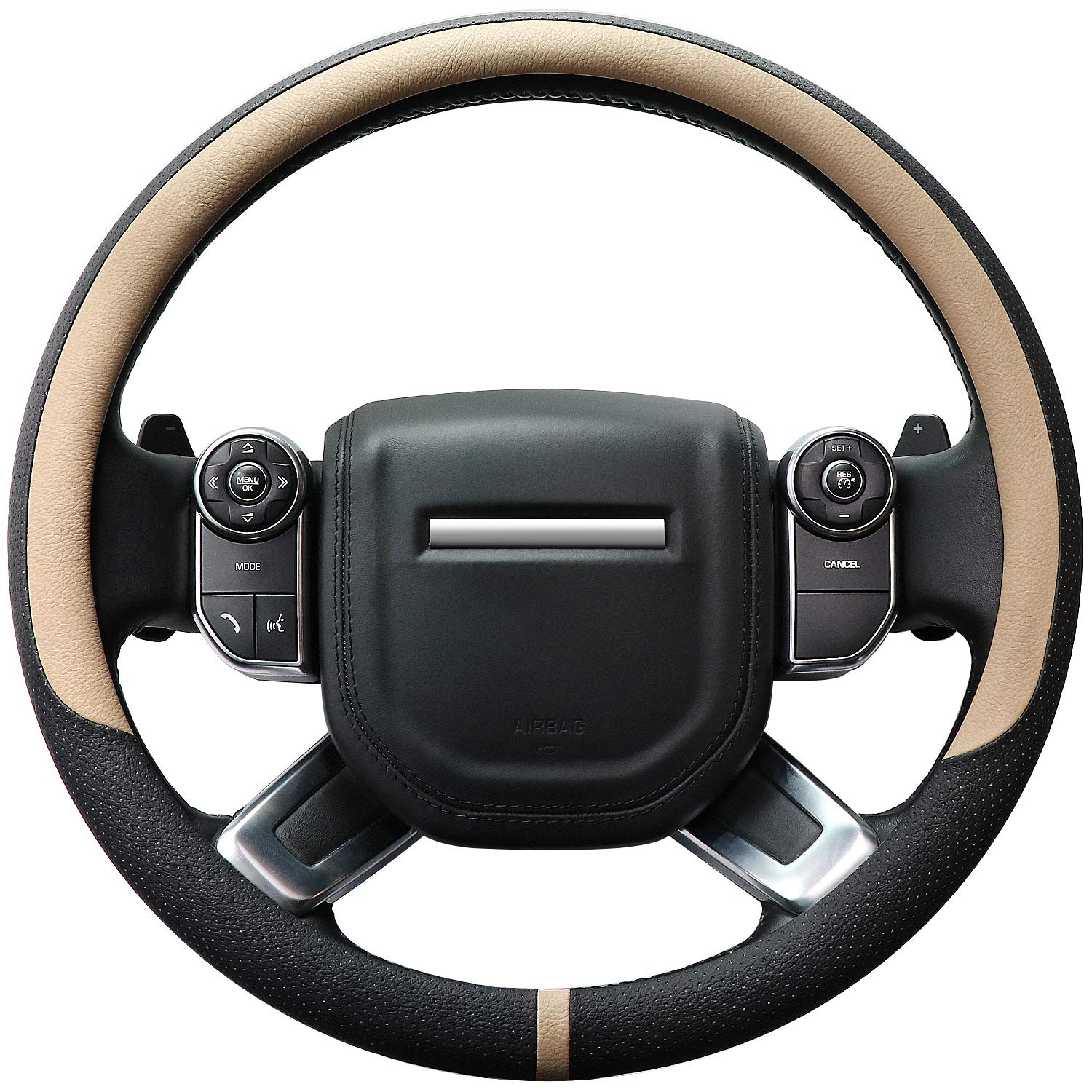 COFIT Lenkradbezug für Auto Universal LenkradhüLle Anti-Rutsch Lenkrad Bezug Leder SchutzhüLle L 39-40.5cm Beige und Schwarz COFIT Lenkradbezug für Auto Universal LenkradhüLle Anti-Rutsch Lenkrad Bezug Leder SchutzhüLle L 39-40.5cm Beige und Schwarz von COFIT