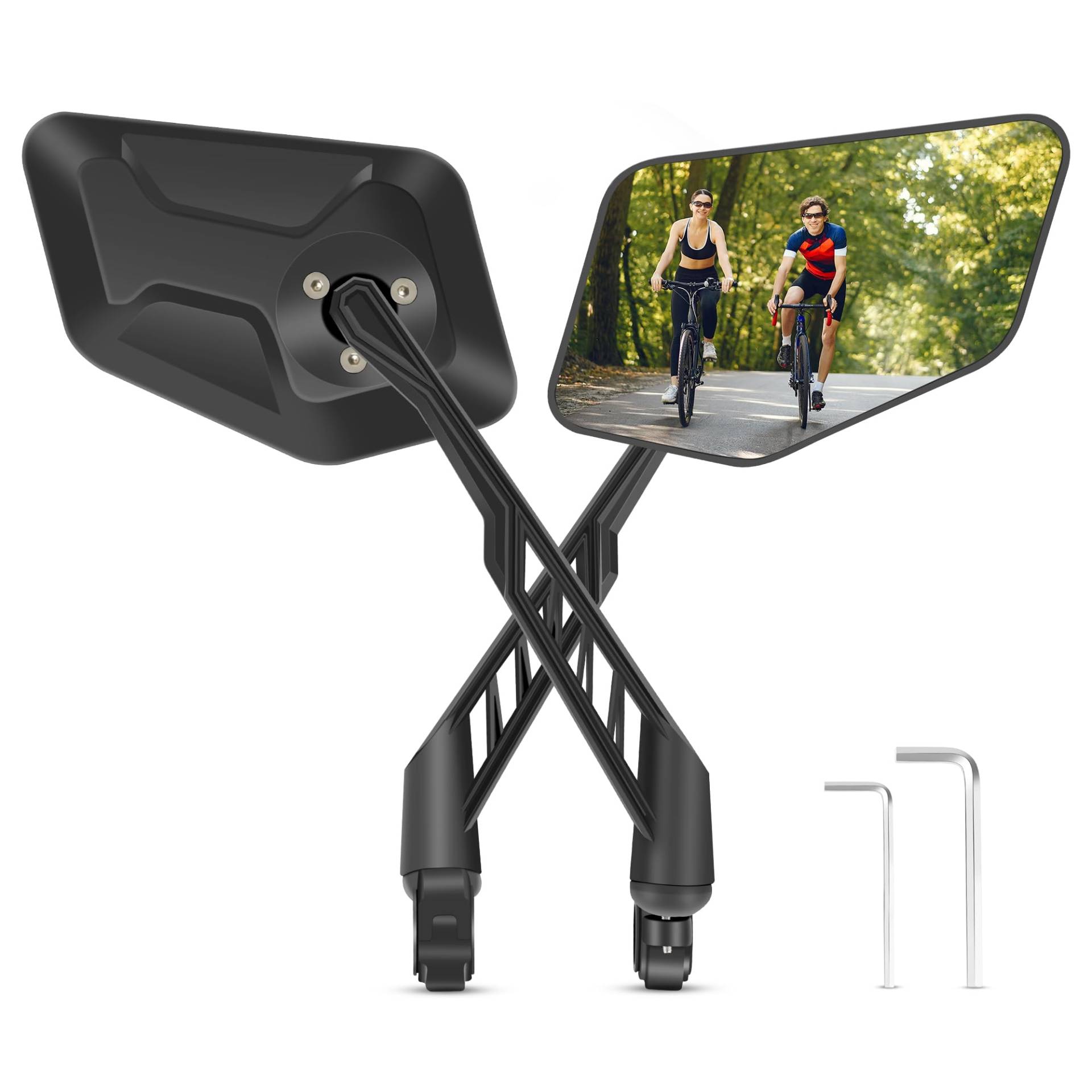 COICER Fahrradspiegel (rechts+links) mit extra großer Spiegelfläche - 360° verstellbarer Fahrrad Spiegel für E-Bike & E-Scooter Lenker - Rückspiegel kompatibel mit allen Modellen (Set rechts+links) von COICER