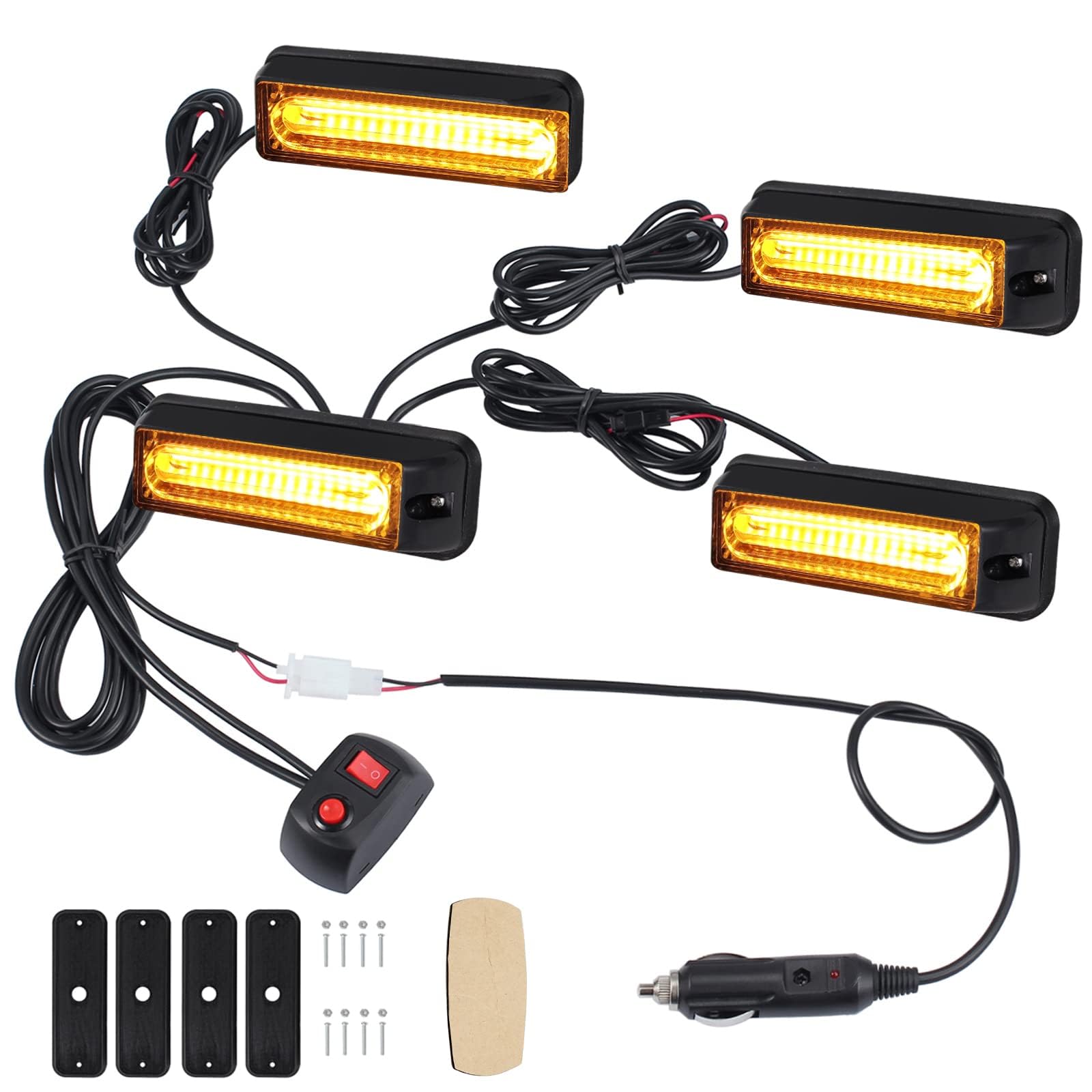 COLFULINE 4 x 8W Frontblitzer, 12/24V Warnlicht, 9cm COB Led Blitzer, Notfall Licht Wasserdicht IP65, Blinklicht 18 Blinkmuster, Arbeitslicht mit E-Mark für Emergency, Repair, Truck, KFZ COLFULINE 4 x 8W Frontblitzer, 12/24V Warnlicht, 9cm COB Led Blitzer, Notfall Licht Wasserdicht IP65, Blinklicht 18 Blinkmuster, Arbeitslicht mit E-Mark für Emergency, Repair, Truck, KFZ von COLFULINE