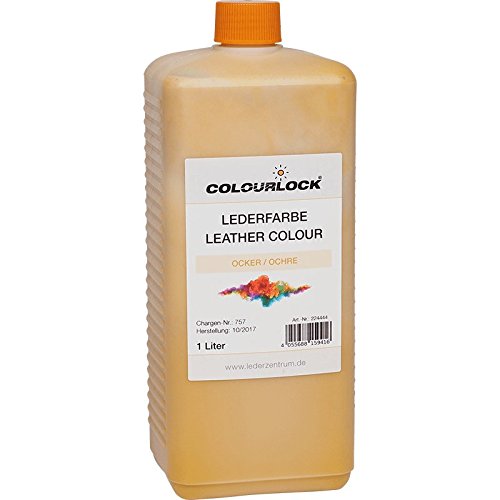 COLOURLOCK Lederfarbe Ocker - Leather Colour Ochre 1000 ml, zur flächigen Nachfärbung oder Umfärbung von pigmentiertem Glattleder und zum Um- oder Nachfärben von Kunstleder und Kunststoffen von COLOURLOCK