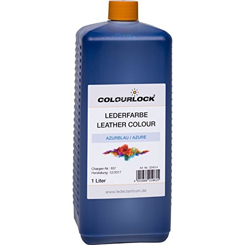 COLOURLOCK Lederfarbe azurblau - Leather Colour Azure 1000 ml, zur flächigen Nachfärbung oder Umfärbung von pigmentiertem Glattleder und zum Um- oder Nachfärben von Kunstleder und Kunststoffen von COLOURLOCK
