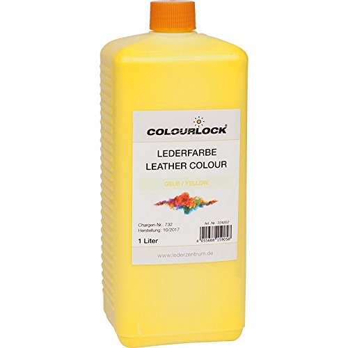 COLOURLOCK Lederfarbe gelb - Leather Colour 1000 ml Yellow, zur flächigen Nachfärbung oder Umfärbung von pigmentiertem Glattleder und zum Um- oder Nachfärben von Kunstleder und Kunststoffen von COLOURLOCK