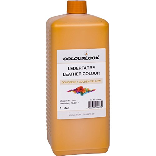 COLOURLOCK Lederfarbe goldgelb - Leather Colour golden yellow 1000 ml, zur flächigen Nachfärbung oder Umfärbung von pigmentiertem Glattleder und zum Um- oder Nachfärben von Kunstleder und Kunststoffen von COLOURLOCK