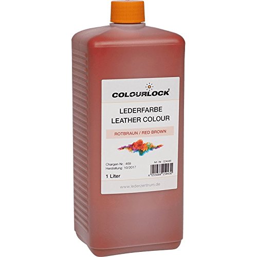 COLOURLOCK Lederfarbe rotbraun - Leather Colour red Brown 1000 ml, zur flächigen Nachfärbung oder Umfärbung von pigmentiertem Glattleder und zum Um- oder Nachfärben von Kunstleder und Kunststoffen von COLOURLOCK