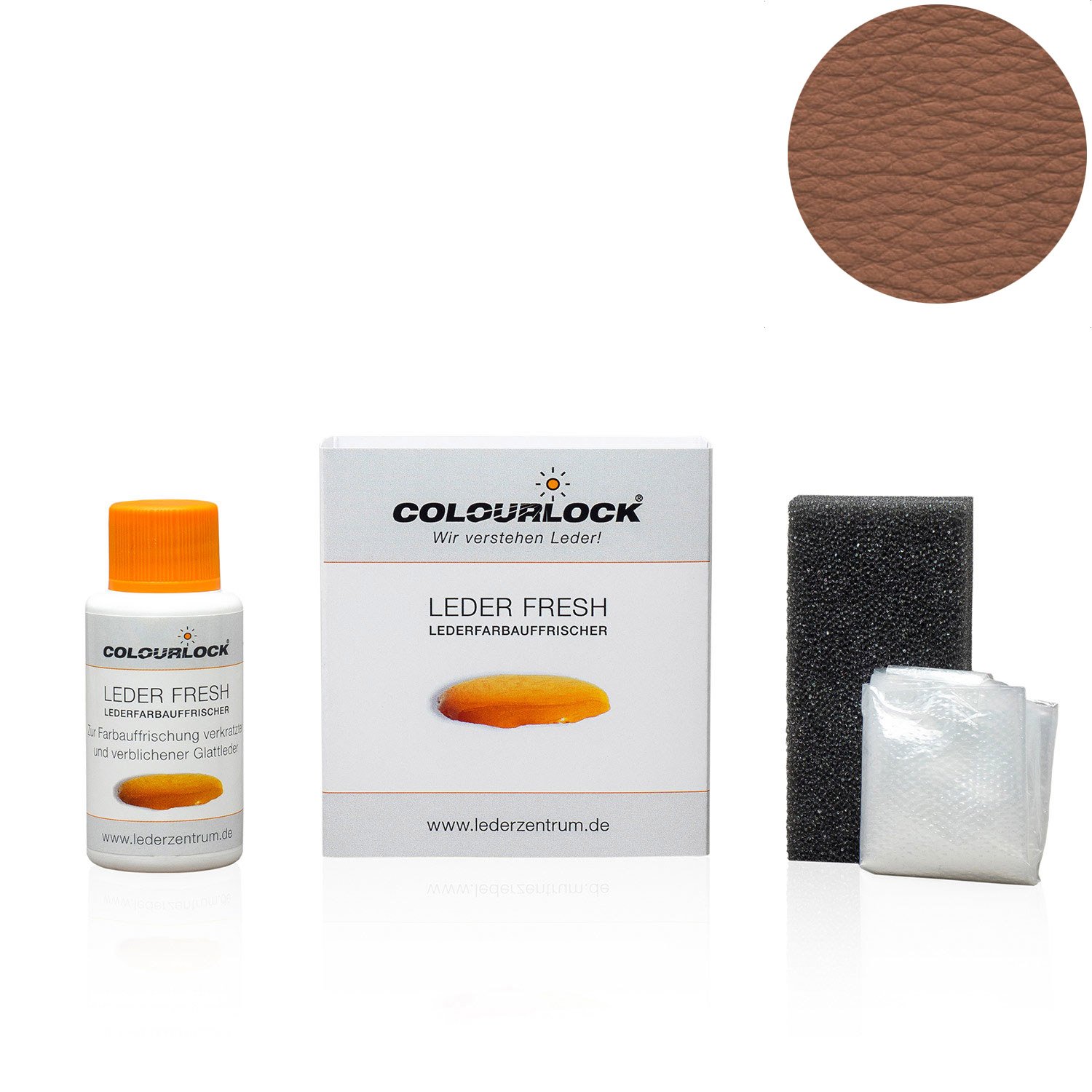 COLOURLOCK® Leder Fresh Tönung Mini 30 ml F-Standard-Farbe F014 ockerbraun (Lederfarbe, Farbauffrischung), beseitigt Schrammen, Ausbleichungen und Abnutzung an Leder und Kunstleder von COLOURLOCK