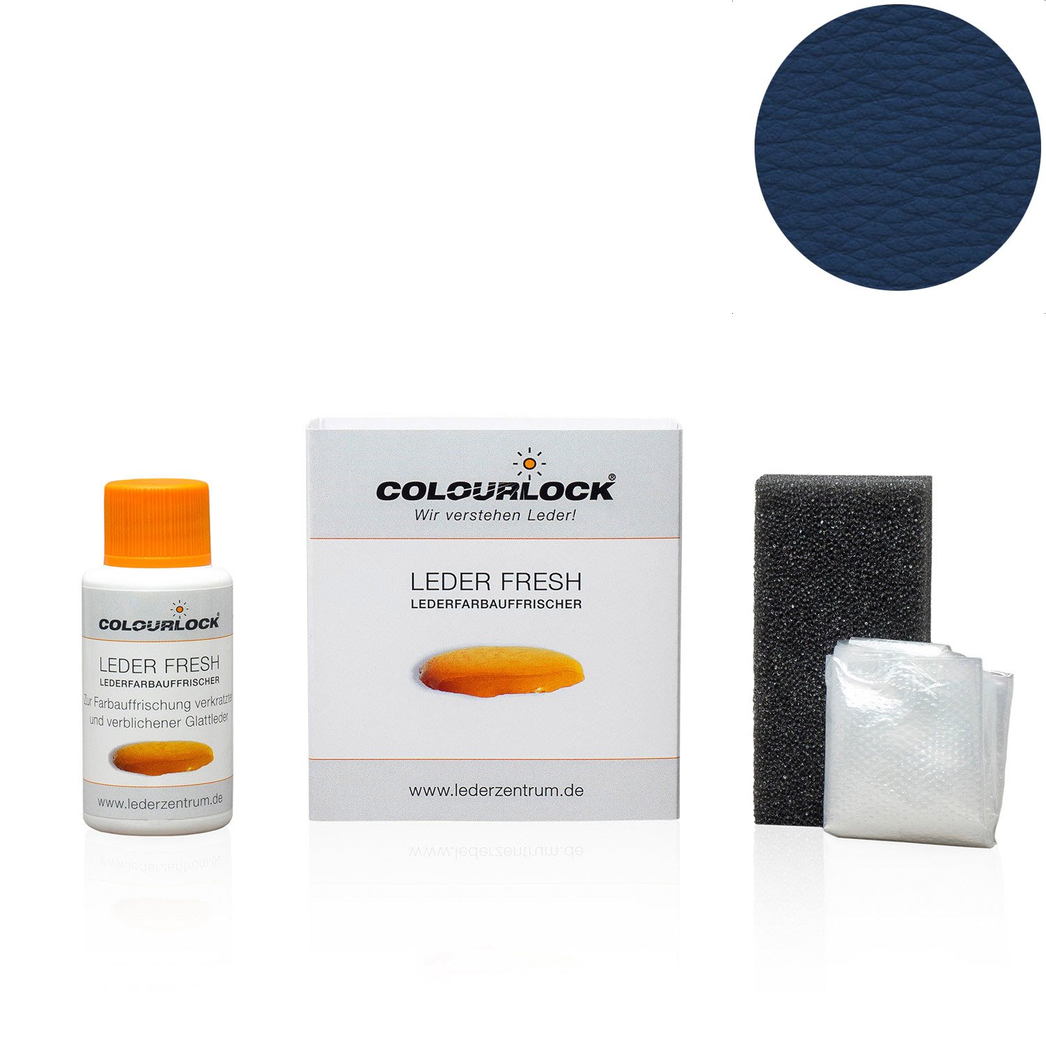 COLOURLOCK® Leder Fresh Tönung Mini 30 ml F-Standard-Farbe F041 saphirblau (Lederfarbe, Farbauffrischung), beseitigt Schrammen, Ausbleichungen und Abnutzung an Leder und Kunstleder von COLOURLOCK