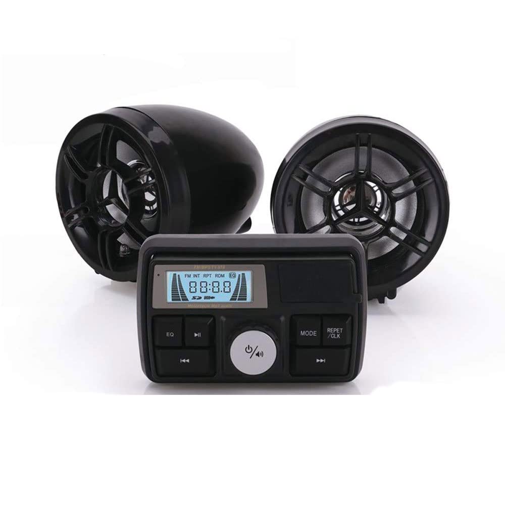 CONRAL 3 Zoll Anti-Diebstahl Alarm Musik Player System mit FM Radio für Motorrad, wetterfesten MP3 Sound Audio Verstärker Lautsprechern, LCD Display und kabelloser Fernbedienung von CONRAL