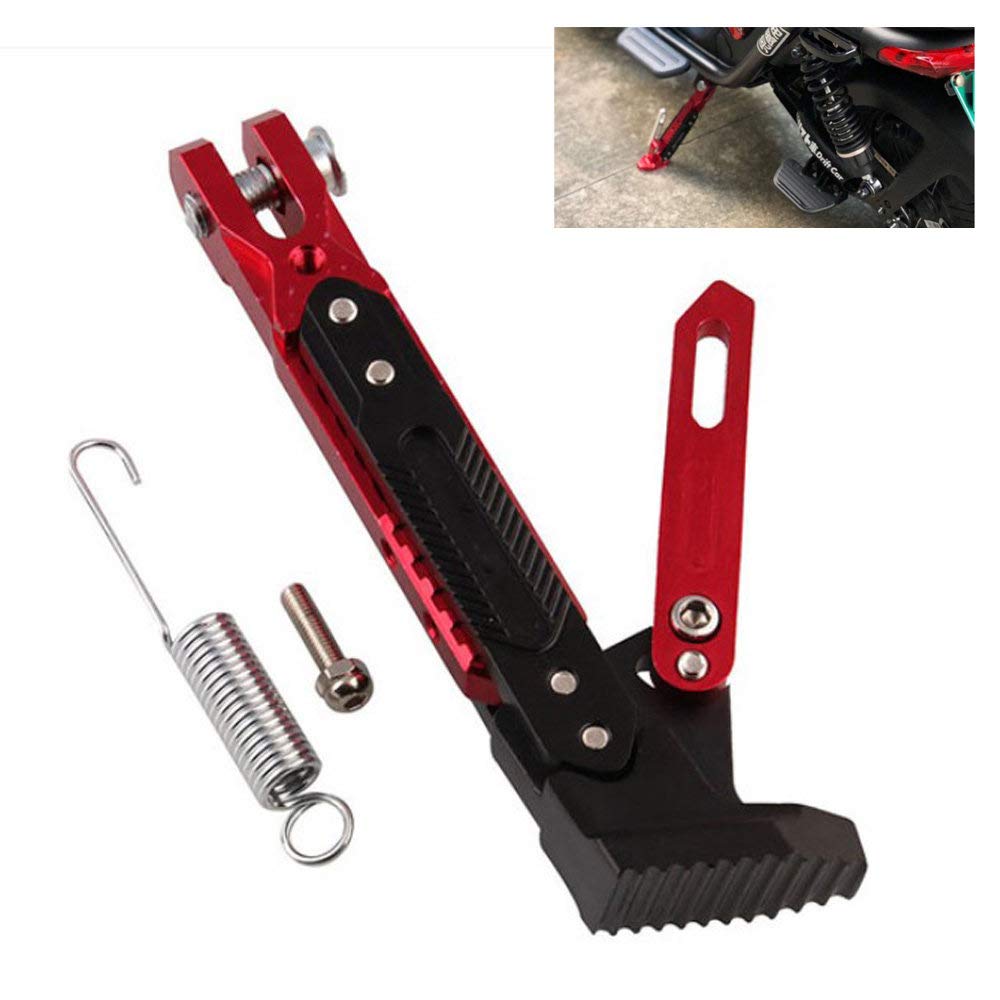 CONRAL Universal CNC Motorrad Ständer Seitenständer Einstellbare Beinstütze, für Honda Suzuki Harley Davidson Aprilia Benelli Ducati Yamaha Kawasaki Triumph,Red von CONRAL