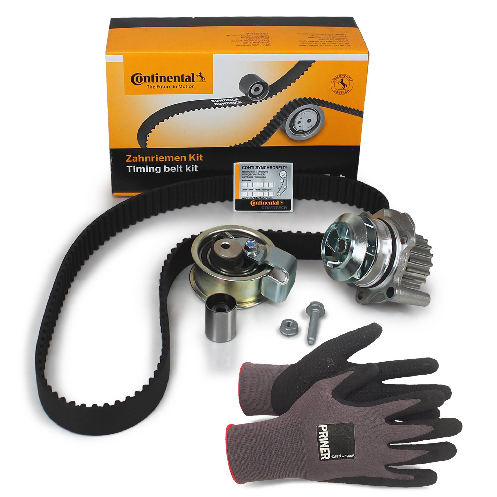 Inspektionspaket Contitech Zahnriemen-Satz CT1028WP4 + Contitech Wasserpumpe + Priner Montagehandschuhe Inspektionspaket Contitech Zahnriemen-Satz CT1028WP4 + Contitech Wasserpumpe + Priner Montagehandschuhe von CONTITECH