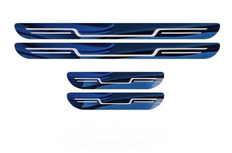 4 Teiliges Auto Edelstahl Türschweller Schutz Rutschfester Einstiegsleisten, für B&ENZ AMG GT Roadster (R190) 2017-2021 Dekoratives Zubehör,normal-B-Blue von COOKENG