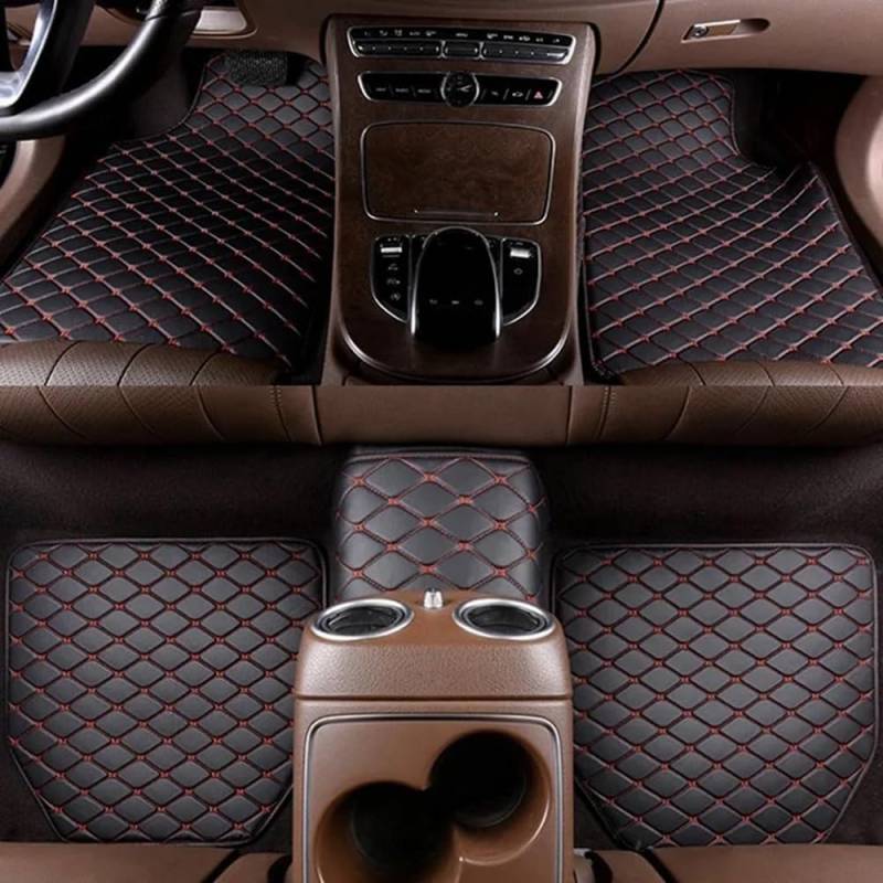 5 Stück Leder Auto Fussmatten für Renault Kangoo 3 2021 2022 2023, wasserdichte rutschfeste Teppich Bodenmatten, Custom Auto Fußmatten,normal-C Black Red von COOKENG