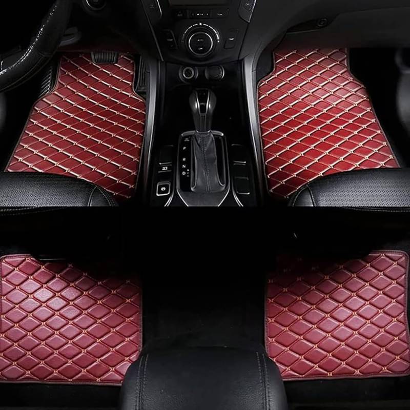 Auto Bodenmatte Fußmatten, für Kia Ceed Proceed XCeed SW GT 2018-2023 2024 Autofußmatten Wasserdicht Staubdicht Autofußpolster Set,normal-F-Wine Red von COOKENG