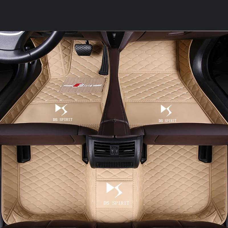 Auto Fußmatten für DS 7 Crossback 2018-2022 2023 2024 Nach Maß Allwetter wasserdichte rutschfeste Auto FußMatte Teppich Set Innenraumschutz ZubehöR,Single-Layer-RedStyle von COOKENG