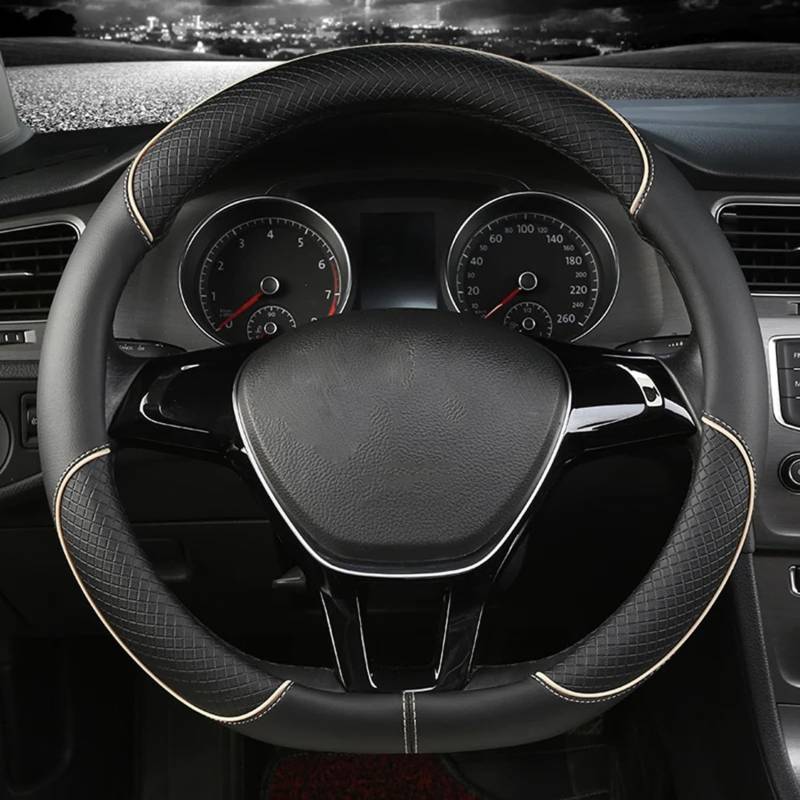 Auto Lenkradbezug,für Mitsubishi ASX 2010-2024,Mikrofaser Leder Lenkradbezug Anti-rutsch Atmungsaktives Bequem Innenraum Auto Zubehör,TypeD-E-beige von COOKENG