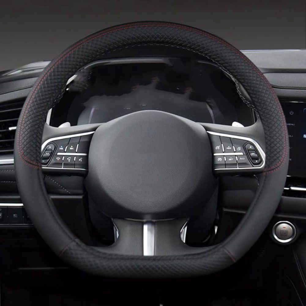 Auto Lenkradbezug für Audi A6 Avant C8 2018-2023, Rutschfester Lenkradbezug Atmungsaktives Bequem Mode Innenraum Auto Zubehör,A Black-B D-Shape Auto Lenkradbezug für Audi A6 Avant C8 2018-2023, Rutschfester Lenkradbezug Atmungsaktives Bequem Mode Innenraum Auto Zubehör,A Black-B D-Shape von COOKENG