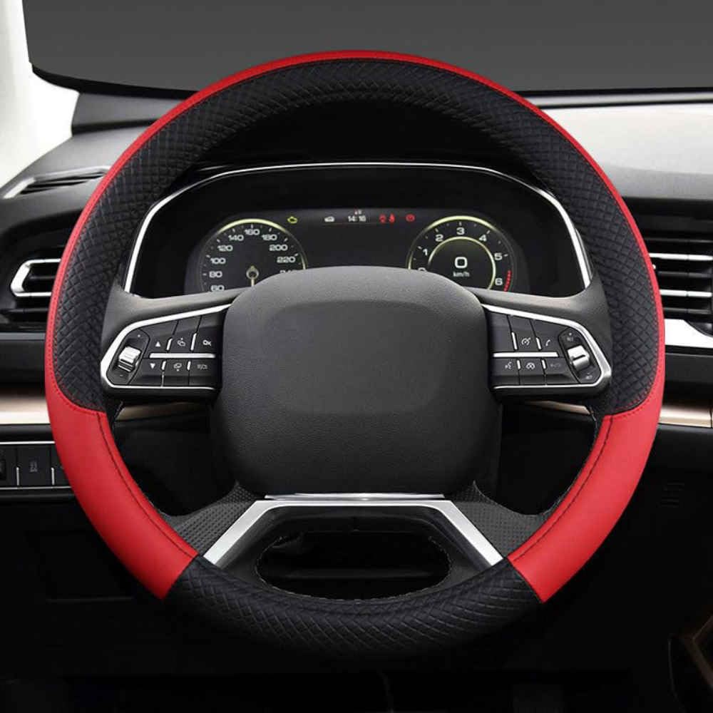 Auto Lenkradbezug für Audi A6 Avant C8 2018-2023, Rutschfester Lenkradbezug Atmungsaktives Bequem Mode Innenraum Auto Zubehör,B Black Red-A O-Shape Auto Lenkradbezug für Audi A6 Avant C8 2018-2023, Rutschfester Lenkradbezug Atmungsaktives Bequem Mode Innenraum Auto Zubehör,B Black Red-A O-Shape von COOKENG