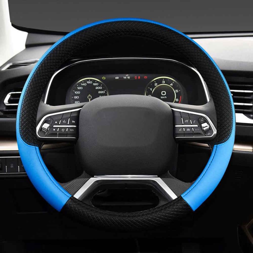 Auto Lenkradbezug für Audi A6 Avant C8 2018-2023, Rutschfester Lenkradbezug Atmungsaktives Bequem Mode Innenraum Auto Zubehör,C Black Blue-A O-Shape Auto Lenkradbezug für Audi A6 Avant C8 2018-2023, Rutschfester Lenkradbezug Atmungsaktives Bequem Mode Innenraum Auto Zubehör,C Black Blue-A O-Shape von COOKENG