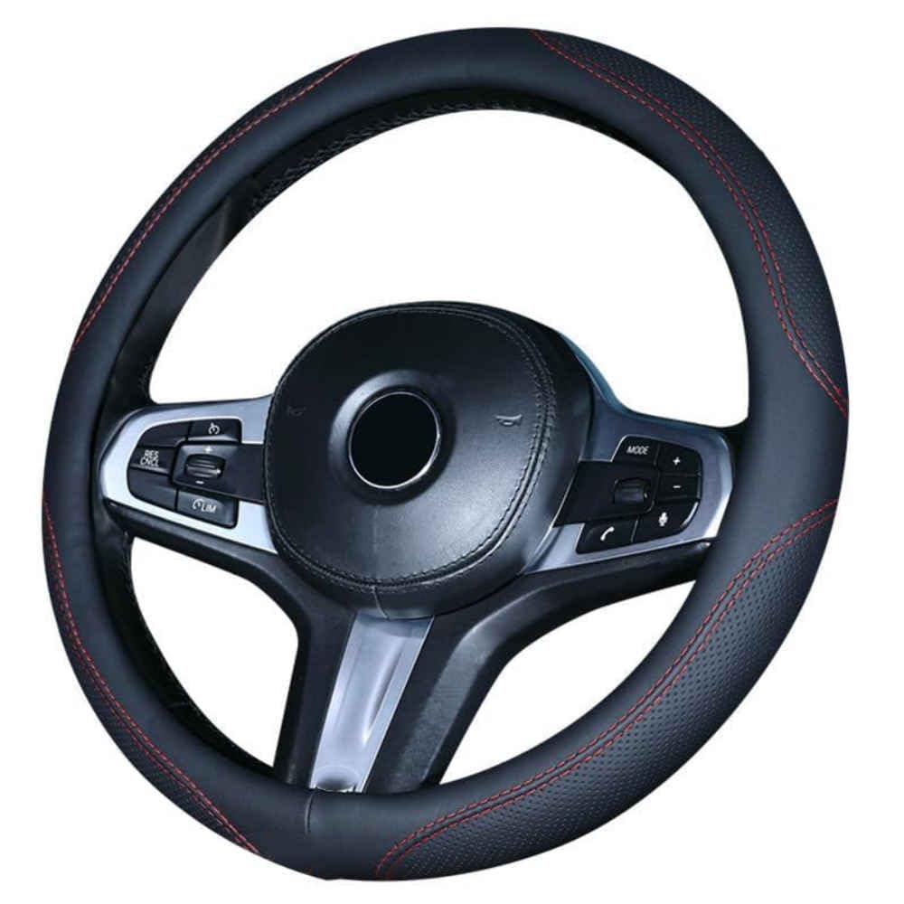 Auto Lenkradbezug für Jaguar XF 2008 2009 2010-2015, Rutschfester Lenkradbezug Atmungsaktives Bequem Mode Innenraum Auto Zubehör,normal-B Black Red Line Auto Lenkradbezug für Jaguar XF 2008 2009 2010-2015, Rutschfester Lenkradbezug Atmungsaktives Bequem Mode Innenraum Auto Zubehör,normal-B Black Red Line von COOKENG