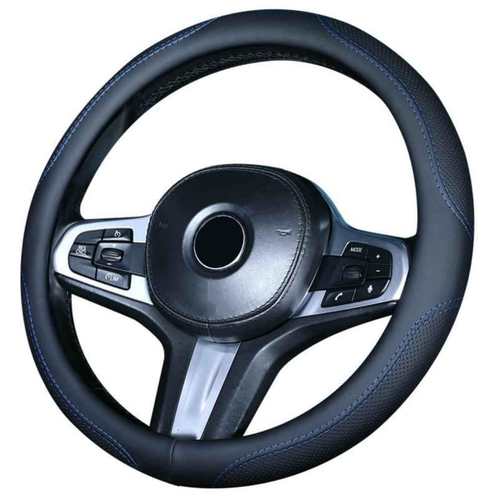 Auto Lenkradbezug für Jaguar XF 2008 2009 2010-2015, Rutschfester Lenkradbezug Atmungsaktives Bequem Mode Innenraum Auto Zubehör,normal-C Black Blue Line Auto Lenkradbezug für Jaguar XF 2008 2009 2010-2015, Rutschfester Lenkradbezug Atmungsaktives Bequem Mode Innenraum Auto Zubehör,normal-C Black Blue Line von COOKENG