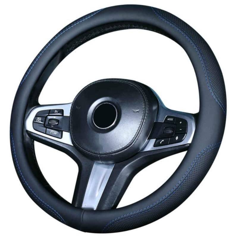 Auto Lenkradbezug für Jaguar XF 2008 2009 2010-2015, Rutschfester Lenkradbezug Atmungsaktives Bequem Mode Innenraum Auto Zubehör,normal-C Black Blue Line von COOKENG
