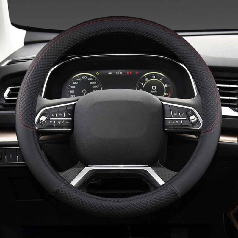 Auto Lenkradbezug für Mini Countryman (U25) SUV 2023 2024, Rutschfester Lenkradbezug Atmungsaktives Bequem Mode Innenraum Auto Zubehör,A Black-A O-Shape von COOKENG