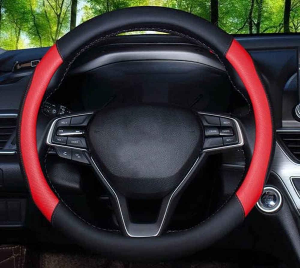 Auto Lenkradbezug für Nissan Qashqai J12 e-Power 2023-2024, Rutschfester Lenkradbezug Atmungsaktives Bequem Mode Innenraum Auto Zubehör,normal-B Black Red Auto Lenkradbezug für Nissan Qashqai J12 e-Power 2023-2024, Rutschfester Lenkradbezug Atmungsaktives Bequem Mode Innenraum Auto Zubehör,normal-B Black Red von COOKENG