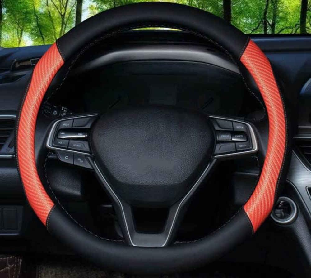 Auto Lenkradbezug für Nissan Qashqai J12 e-Power 2023-2024, Rutschfester Lenkradbezug Atmungsaktives Bequem Mode Innenraum Auto Zubehör,normal-D Black Orange Auto Lenkradbezug für Nissan Qashqai J12 e-Power 2023-2024, Rutschfester Lenkradbezug Atmungsaktives Bequem Mode Innenraum Auto Zubehör,normal-D Black Orange von COOKENG