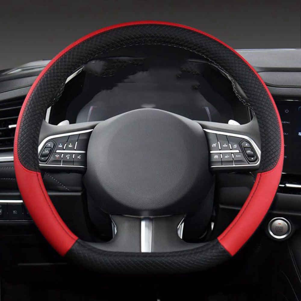 Auto Lenkradbezug für Tesla Model S 2014 2015 2016 2017 2018, Rutschfester Lenkradbezug Atmungsaktives Bequem Mode Innenraum Auto Zubehör,B Black Red-B D-Shape Auto Lenkradbezug für Tesla Model S 2014 2015 2016 2017 2018, Rutschfester Lenkradbezug Atmungsaktives Bequem Mode Innenraum Auto Zubehör,B Black Red-B D-Shape von COOKENG