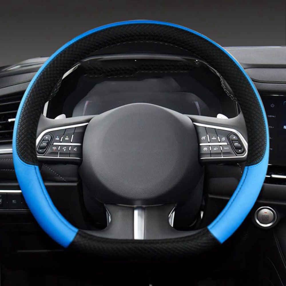Auto Lenkradbezug für Tesla Model S 2014 2015 2016 2017 2018, Rutschfester Lenkradbezug Atmungsaktives Bequem Mode Innenraum Auto Zubehör,C Black Blue-B D-Shape Auto Lenkradbezug für Tesla Model S 2014 2015 2016 2017 2018, Rutschfester Lenkradbezug Atmungsaktives Bequem Mode Innenraum Auto Zubehör,C Black Blue-B D-Shape von COOKENG