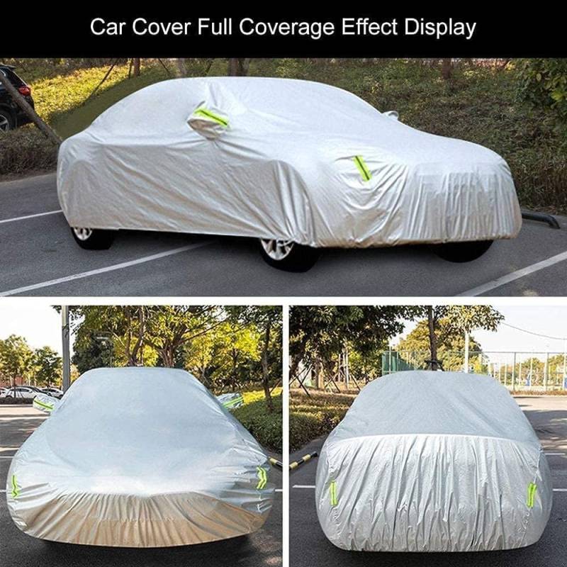 Autoabdeckung für Renault Fluence Z.E. 2013–2020, Säurefest Staubdicht UV Beständig Kratzfest wasserdichte Autoabdeckung mit Reflektierenden Streifen,normal-Silver-Plus-Cotton von COOKENG