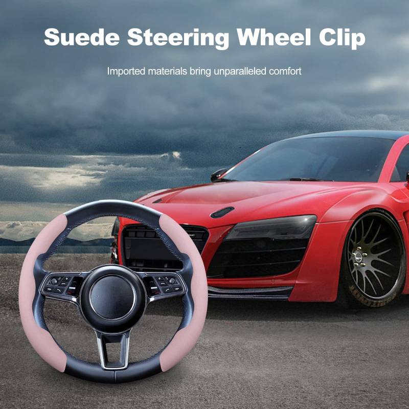Ergocar Alcantara Sportlich Lenkradbezug D & Runde Forme Universal Modisch Segmentierte Auto Lenkradschutz Dauerhaft Anti-Rutsch Atmungsaktiv Lenkradhülle 38cm(15"),Universal-Rosa von COOKENG