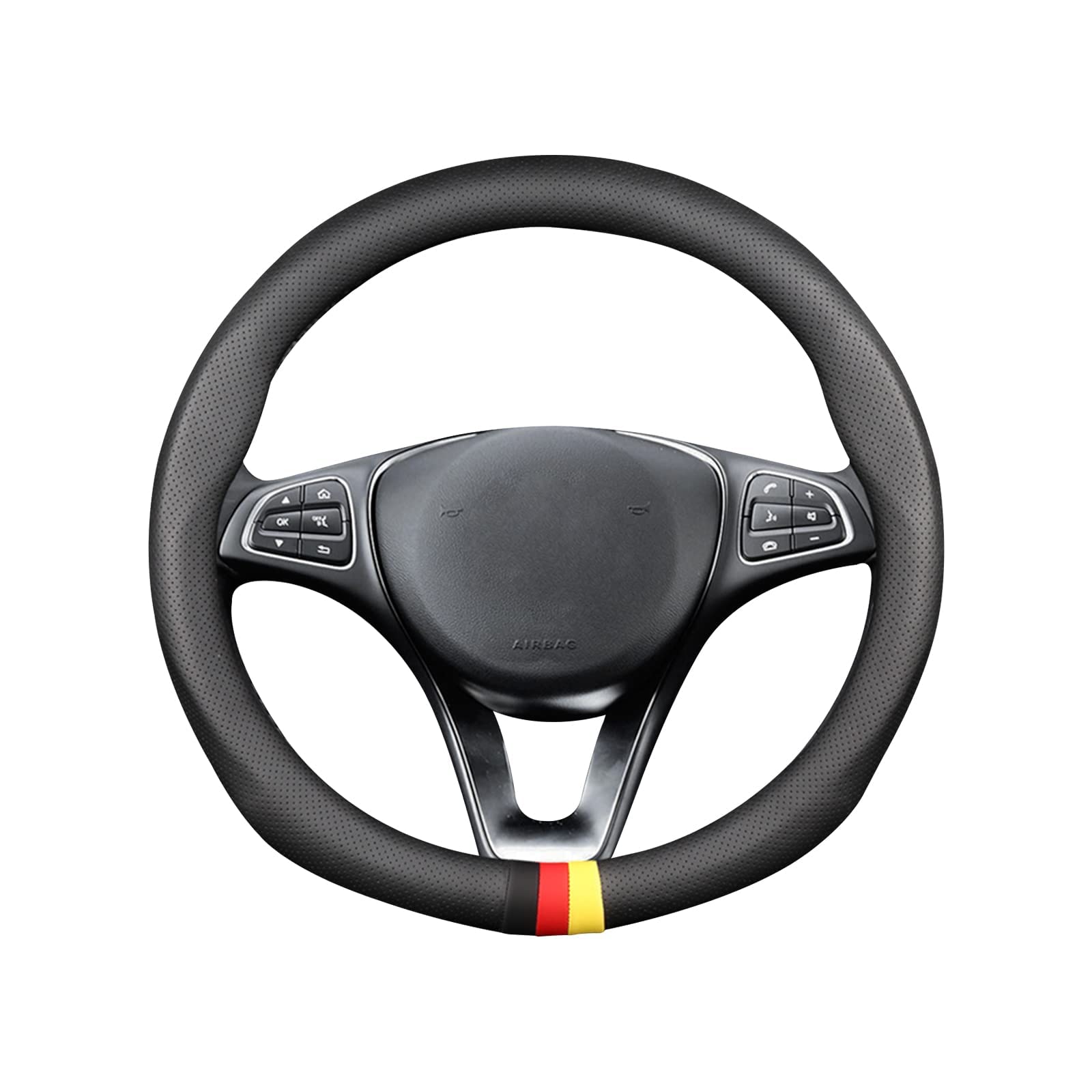 Ergocar Auto Lenkradbezug Rutschfester Auto Sport Lenkradschutz Kohlefaser & PU Leder für Durchmesser 38cm (15 "),Rund - Leder von COOKENG