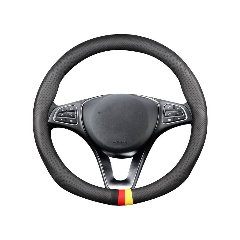 Ergocar Auto Lenkradbezug Rutschfester Auto Sport Lenkradschutz Kohlefaser & PU Leder für Durchmesser 38cm (15 "),Rund - Leder von COOKENG