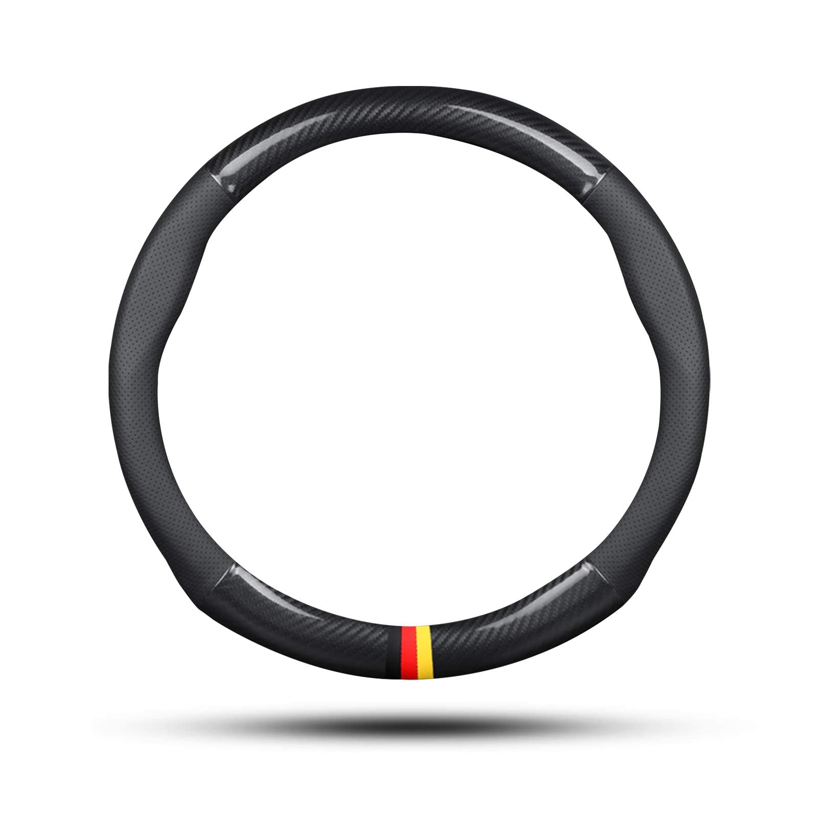 Ergocar Auto Lenkradbezug Rutschfester Auto Sport Lenkradschutz Kohlefaser & PU Leder für Durchmesser 38cm (15 "),Schwarz-G von COOKENG