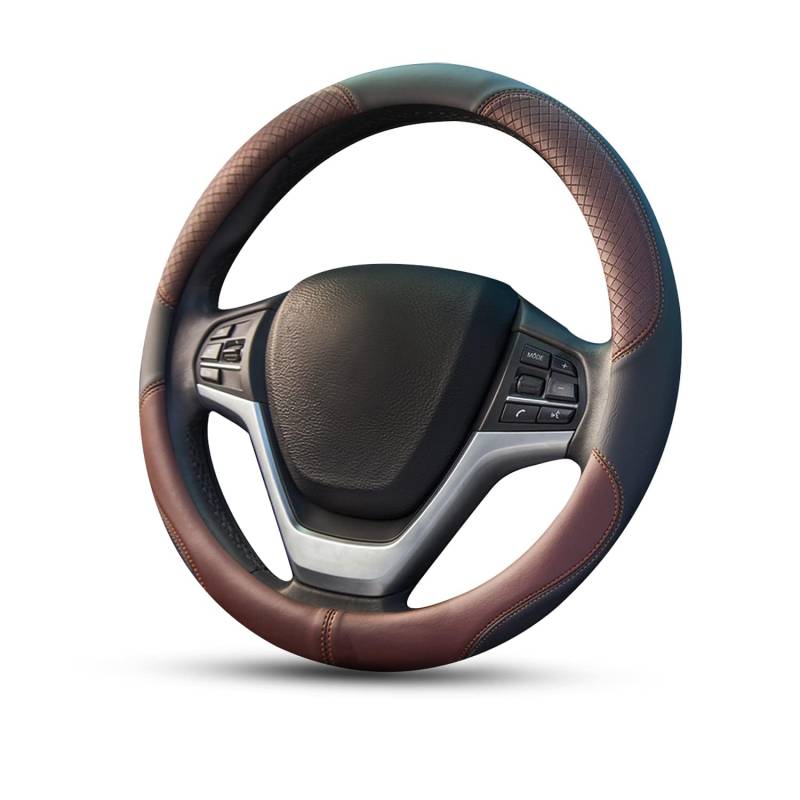 Ergocar Sport Auto Lenkradbezug Rutschfester Auto Lenkradschutz Atmungsaktiv Mikrofaser PU Leder für Durchmesser 38cm (15 "),Schwarz von COOKENG