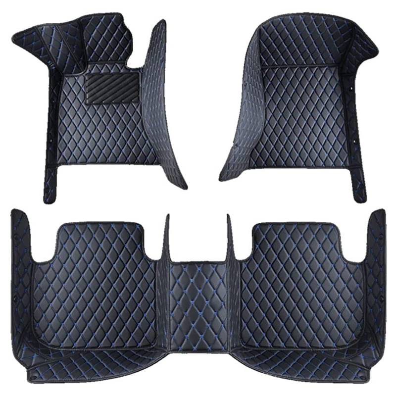 Leder Auto Fußmatten Set für Tesla Model 3 2019-2024, Nach Maß Vollständige Abdeckung Teppich Vorne Hinten ​wasserdichte Anti-Rutsch Bodenmatte Autoteppich ZubehöR,normal-C/Black-red von COOKENG