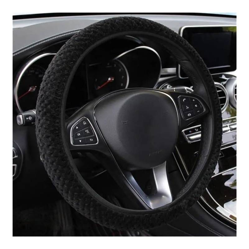 Lenkradbezug Four Seasons Universeller Auto-Lenkradbezug 37–38 cm Leder Bestickt farbig mit Nieten besetzt elastischer Lenkradbezug,Black von COOKENG