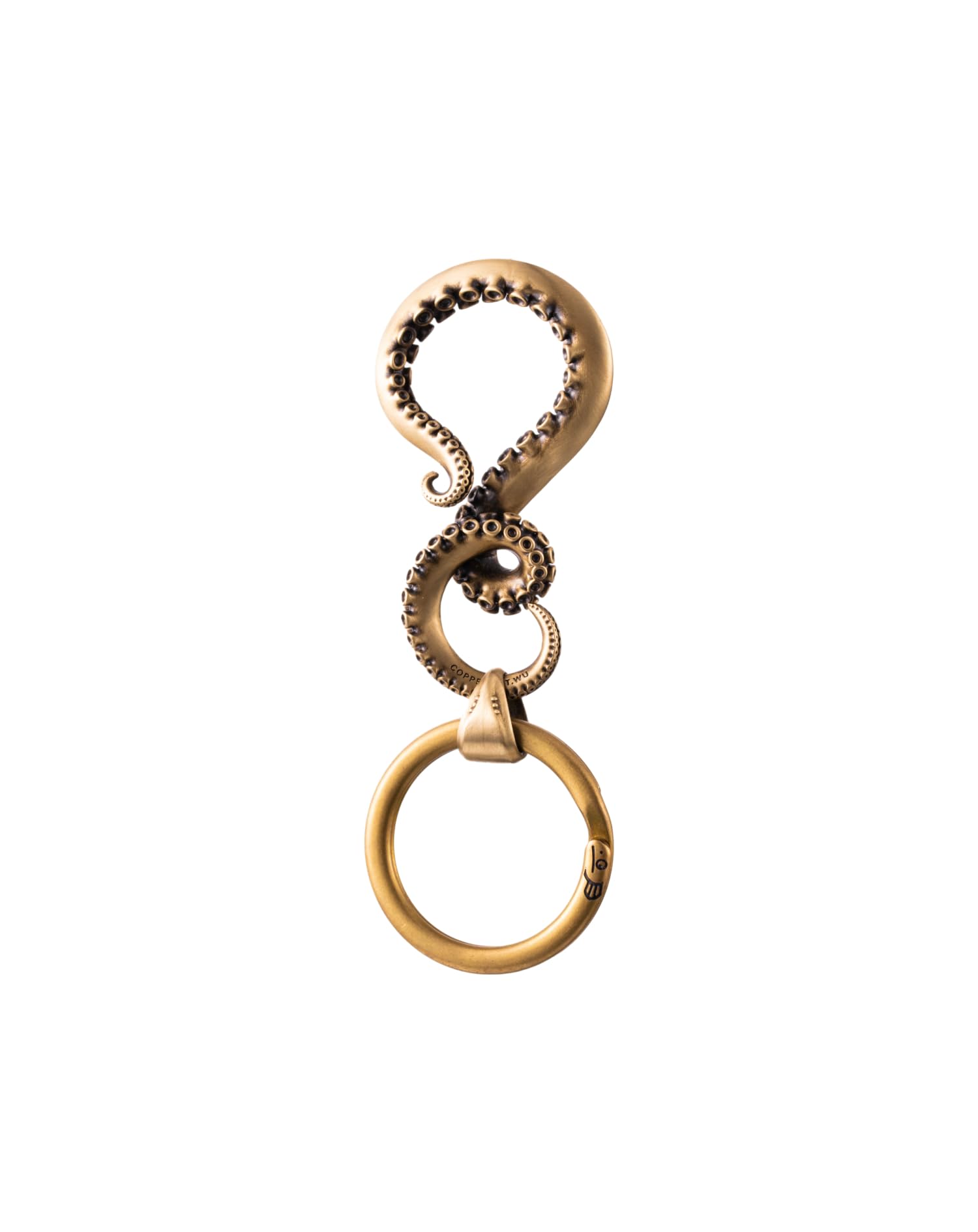 COPPERTIST.WU Oktopus-Schlüsselanhänger mit Schlüsselanhänger für Männer und Frauen, Tier, cooler Vintage-Schlüsselanhänger, Meer, kreative Geschenke für Autoschlüssel-Dekoration, Messing, 1.17*3.45 von COPPERTIST.WU