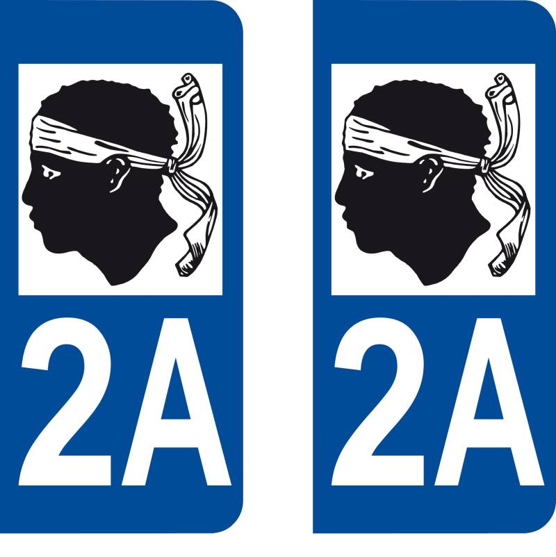 Selbstklebendes Nummernschild für Département Korsika 2A Corsica von PGONA