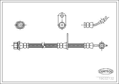 Corteco Bremsschlauch ERSTAUSRÜSTERQUALITÄT [Hersteller-Nr. 19032732] für Toyota von CORTECO