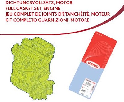 Corteco Dichtungsvollsatz, Motor [Hersteller-Nr. 83403954] für Citroën, Jaguar, Land Rover, Peugeot von CORTECO